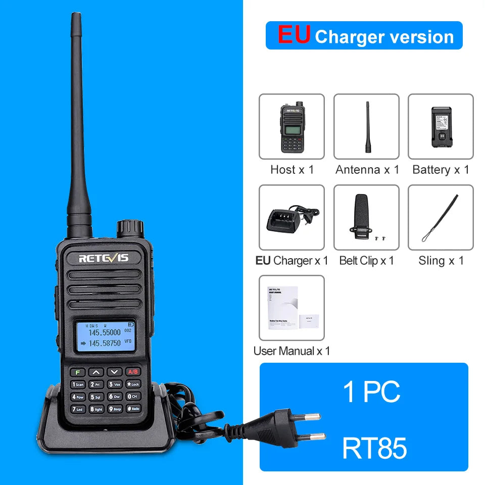Retevis RT85 Walkie Talkie Long Range Ham Two-way Radio Station Walkie-talkies VHF UHF Dual Band Amateur Portable Radio Hiking