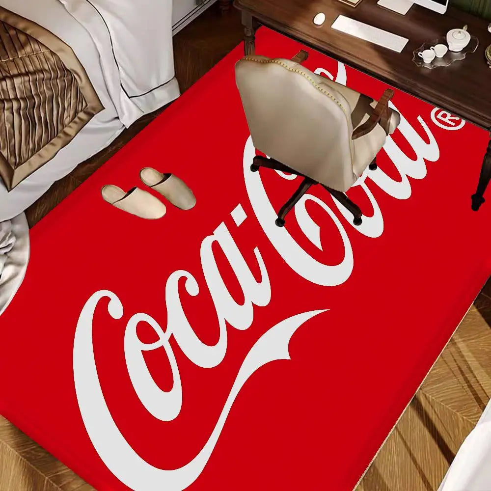 C-Coca Cola Bathroom Mat Anti-slip Absorb Water Long Strip Cushion Bedroon Mat Welcome Doormat