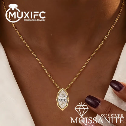 3CT Marquise Cut Moissanite Diamond Pendants Necklace for Women Lab Diamond 925 Sterling Silver Plated 18k Gold Jewelry Gifts