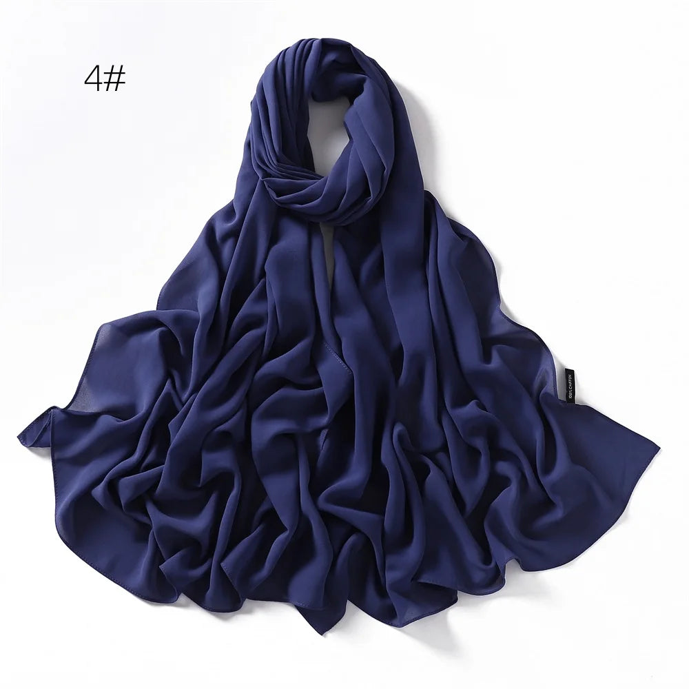 70*180cm Muslim Chiffon Hijab Shawls Scarf Women Solid Color Head Wraps Women Hijabs Scarves Ladies Foulard Femme Muslim Veil