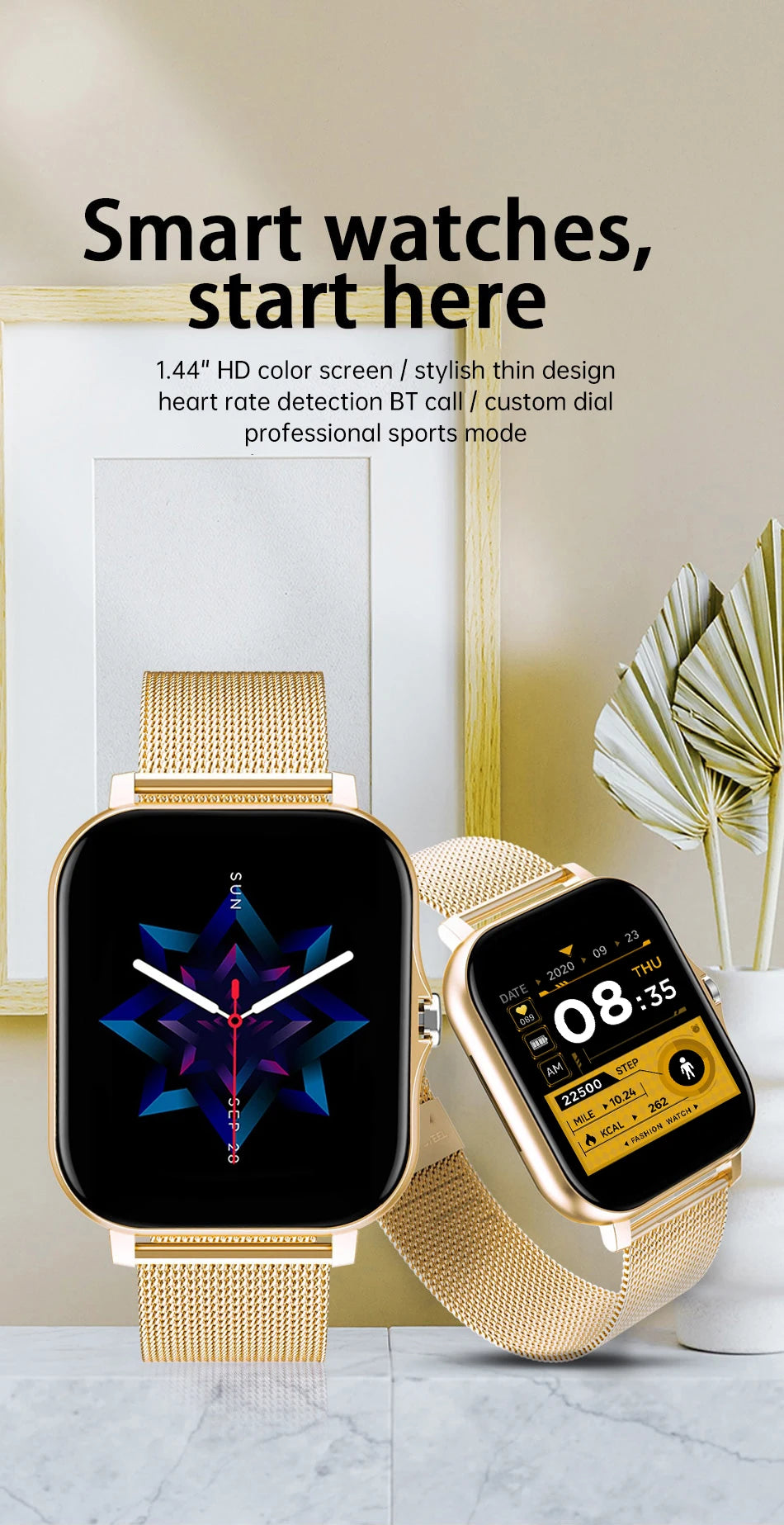2026 New Smart Watch 1.44''HD Screen Bluetooth Call Sleep Blood Oxygen Pressure Health Monitoring Watches For Women Men