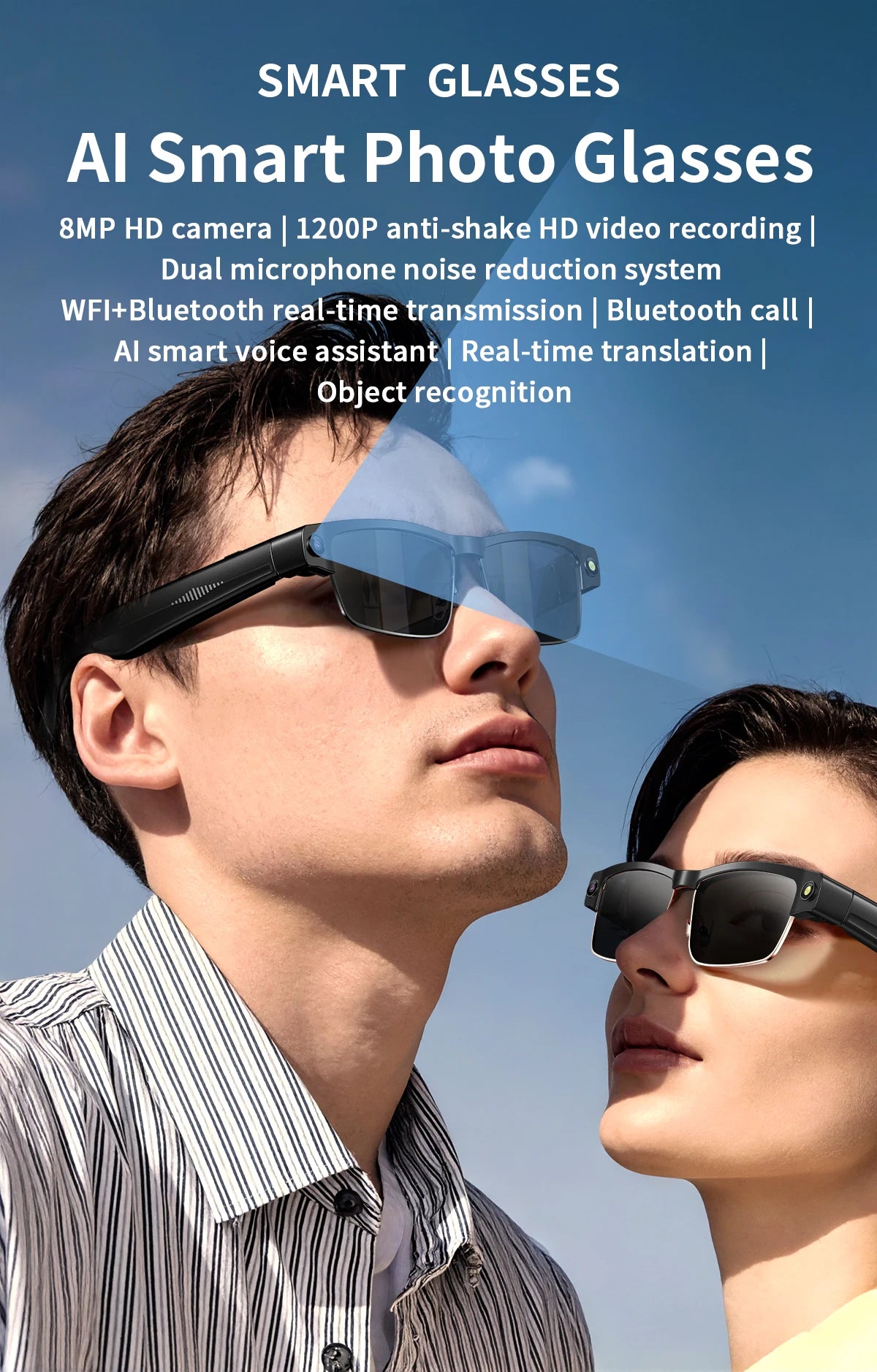 2026 4K Smart Glasses AI Translation Color-changing Lenses High-definition Voice Call Music Local Open-ear Audio Smart  Glasses