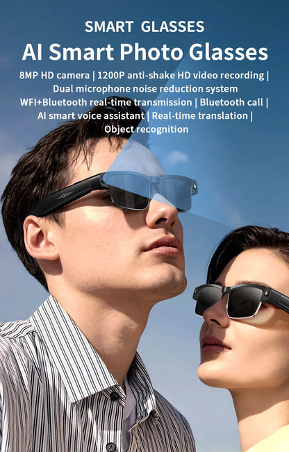 2026 4K Smart Glasses AI Translation Color-changing Lenses High-definition Voice Call Music Local Open-ear Audio Smart  Glasses