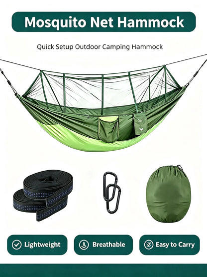 Outdoor Double Hammock with Mosquito Net Lightweight Portable Anti Bug Hammock Fast Install for Camping Hiking Travel Backyard