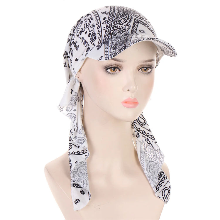 Trendy Print Muslim Hijab Caps With Brim Women Baseball Cap Wrap Head Ramadan Ladies Fashion Headwear Turban Bonnet
