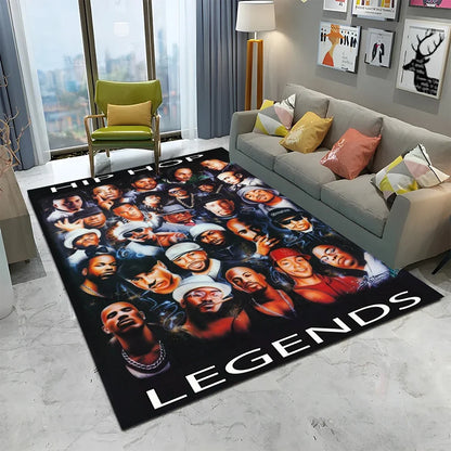 Legend Star Hip Hop Rapper Art Carpet Rug for Home Living Room Bedroom Sofa Doormat Decor,kids play Area Rug Non-slip Floor Mat