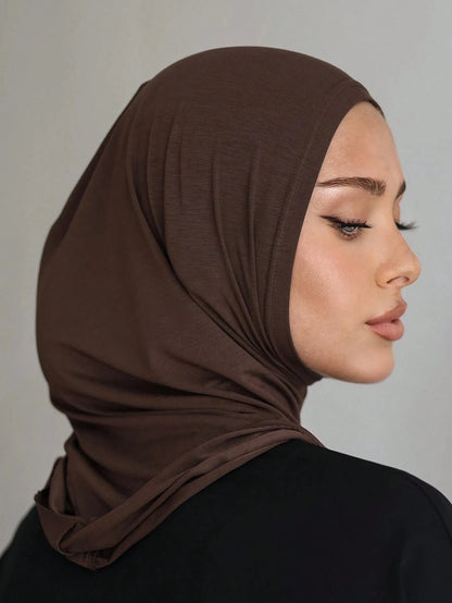 Soft Elasticity Modal Pull on Hijab Muslim Full Cover Neck Instant Hijab Islam Ready to Wear Hijab Scarf HeadWrap Ramadan Prayer