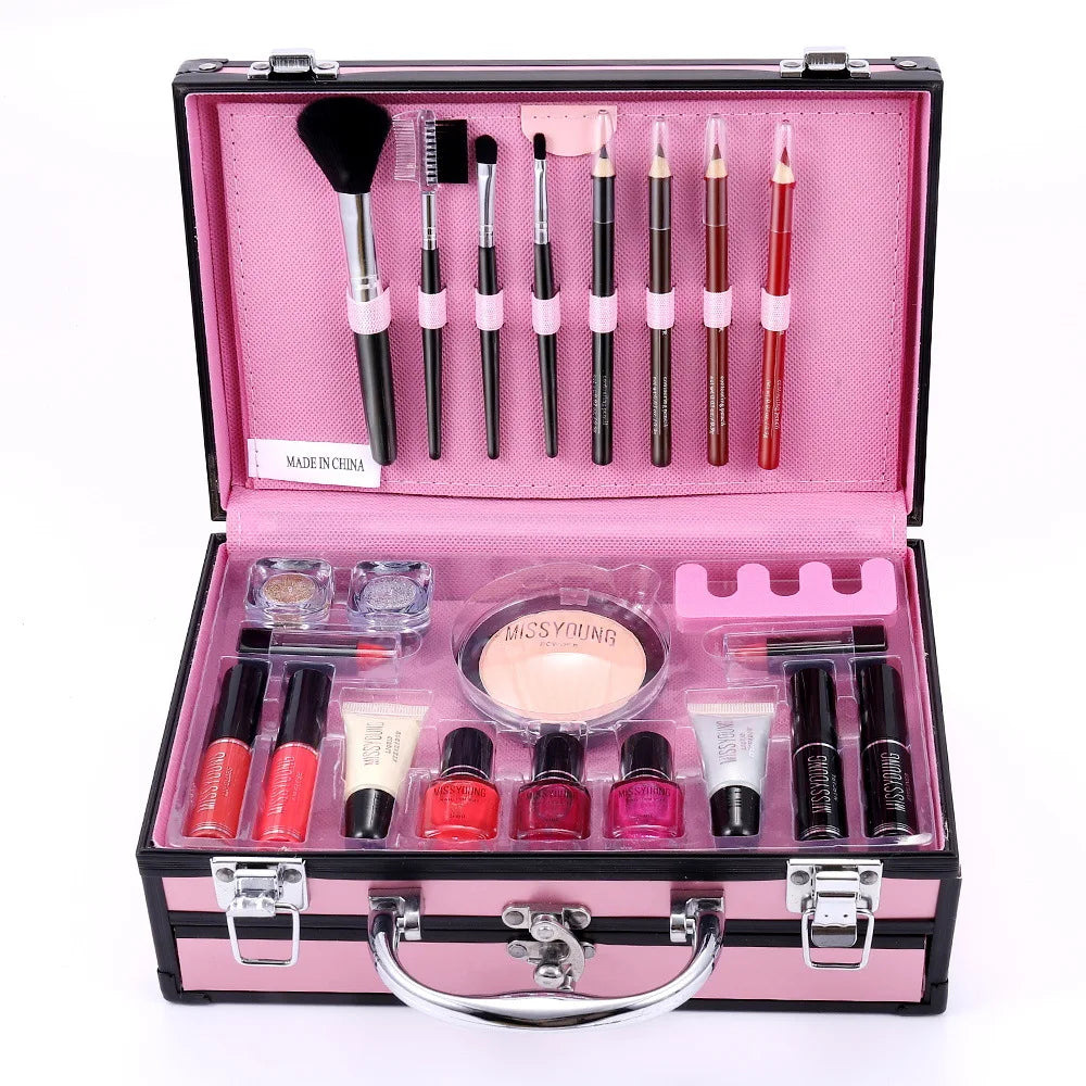 Professional Beginner Travel Portable Makeup Set Box Suitcase Kit Lipstick Brushes Nail Polish Set For Make up Eyeshadow Palette
