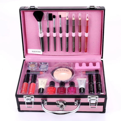 Professional Beginner Travel Portable Makeup Set Box Suitcase Kit Lipstick Brushes Nail Polish Set For Make up Eyeshadow Palette