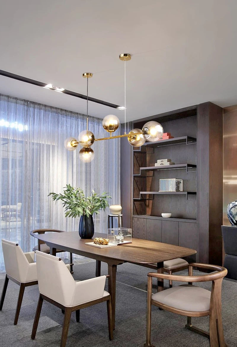 Northern Europe Dining Room Chandeliers Designer One Character Long Strip Pendant Lamp Decoration Maison LED Lights