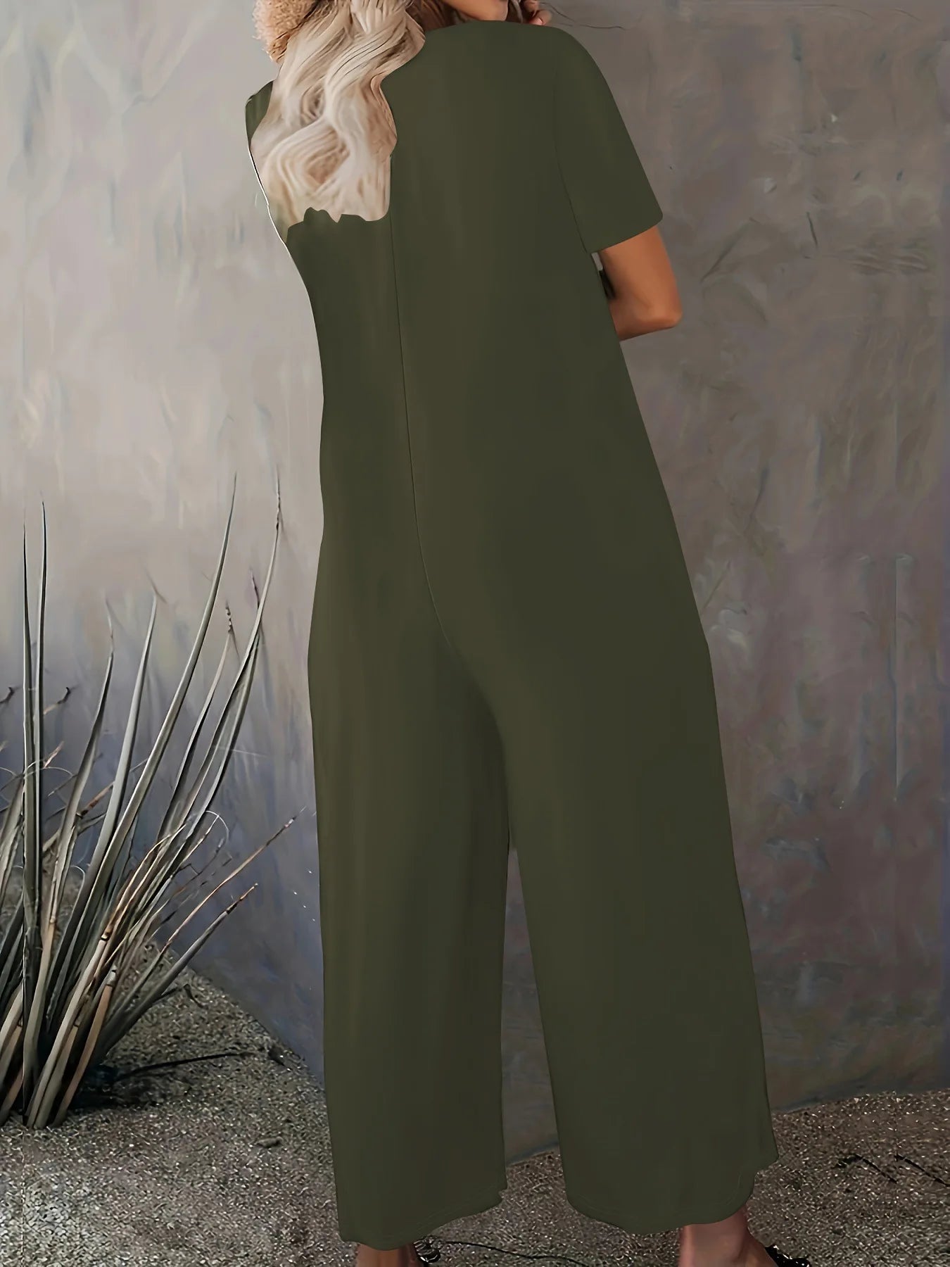 Plus Size 0XL-5XL Summer Rompers Overalls Women's Solid Color Jumpsuit with Pockets Casual Fashion Short Sleeve Jumpsuits