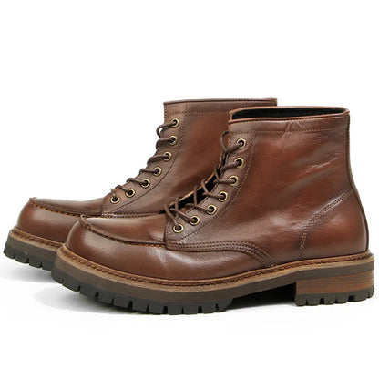 Vintage Work Boots Men's Winter High-top Leather Boots Men Mid-top Short Boots