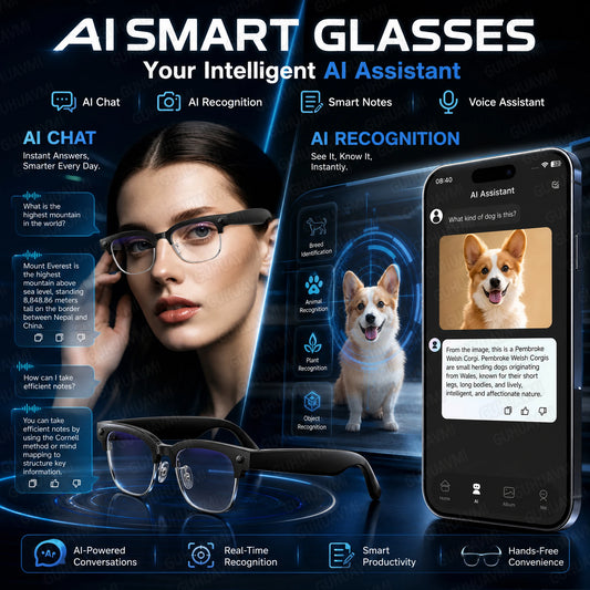 New HOT Business Smart Glasses Men 800W 4K HD Camera 1080P Shooting Action Capture AI Chat Call Waterproof Windproof Sunglasses