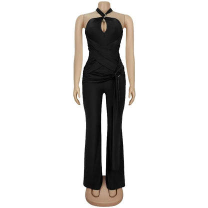 Doyerl Elegant Bandage Jumpsuits Women Sexy Halter Strapless Backless Hollow Out One Pieces Club Party Romper Birthday Overalls