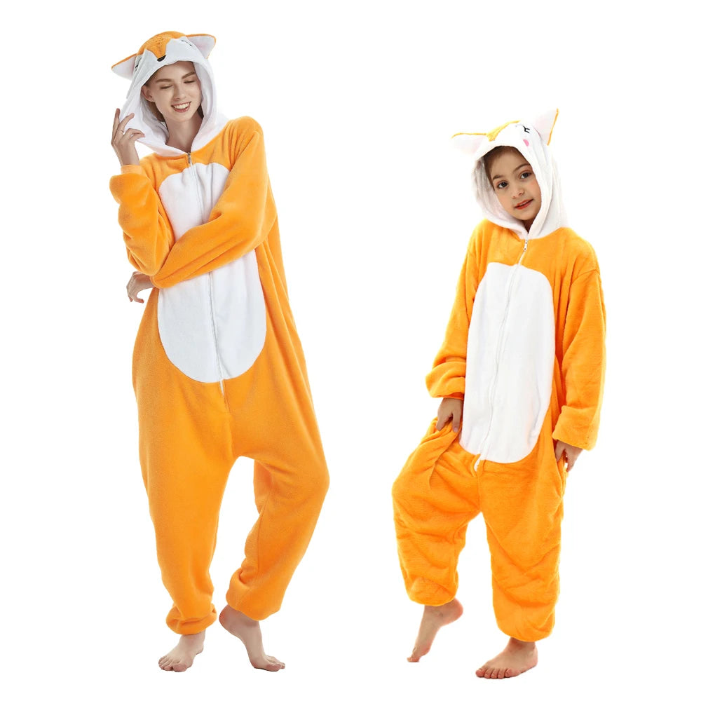 Adults Animal Cosplay Pajamas Flannel Onesies Costume Jumpsuit Pajamas Hooded Sleepwear Halloween One Piece for Performing