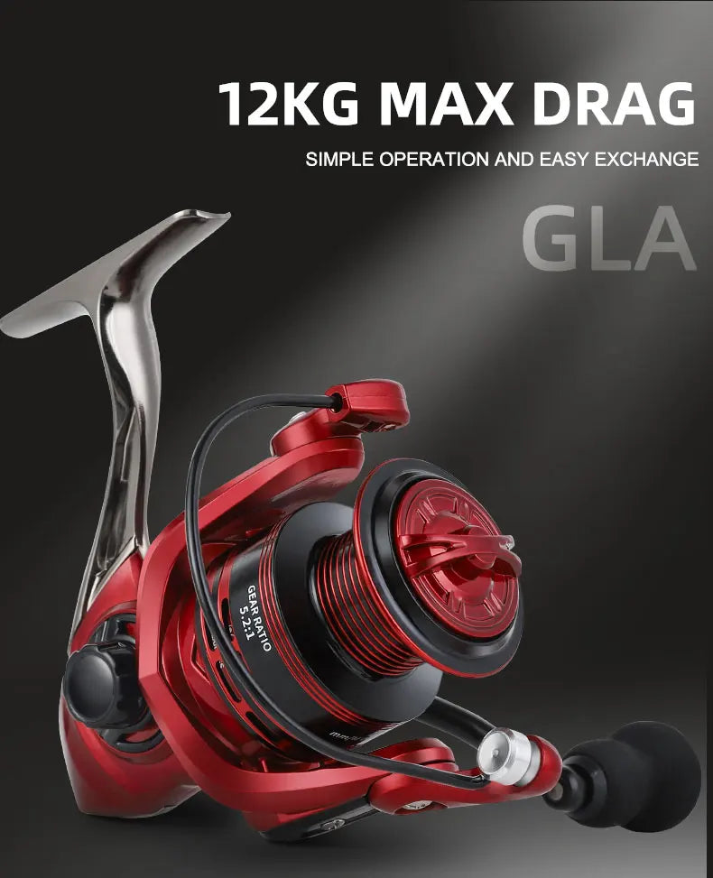 BILLINGS Metal Fishing Reel Spinning 5.2:1 Freshwater Saltwater Spinning Reel Max Drag 12KG 1000-7000 Series Fishing Reel