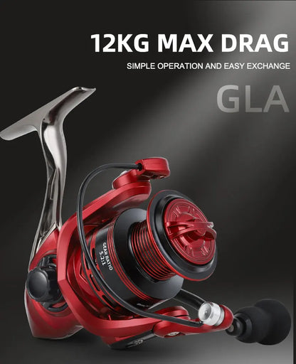 BILLINGS Metal Fishing Reel Spinning 5.2:1 Freshwater Saltwater Spinning Reel Max Drag 12KG 1000-7000 Series Fishing Reel