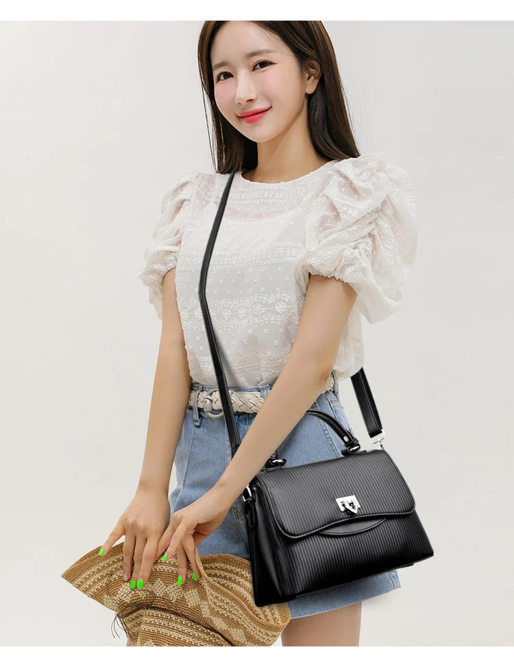 Luxury Large Capacity Multilayer Shoulder Messenger Bag High Quality Leather Handbag Women Designer Crossbody Sac Female Tote