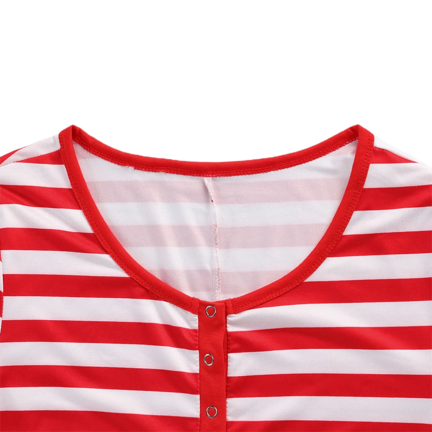 Christmas Women Sexy Bodycon Pajamas Rompers Striped Print Long Sleeve Button O Neck Jumpsuits Playsuits Sleepwear Loungewear