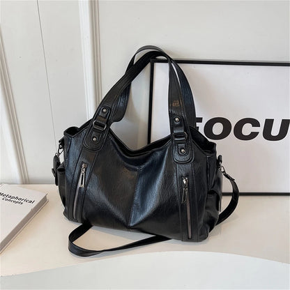 New Large Capacity Soft Leather Women's Handbag Fashion Trend Designer Women Shoulder Bag Simple Retro Female Travel Bags Sac