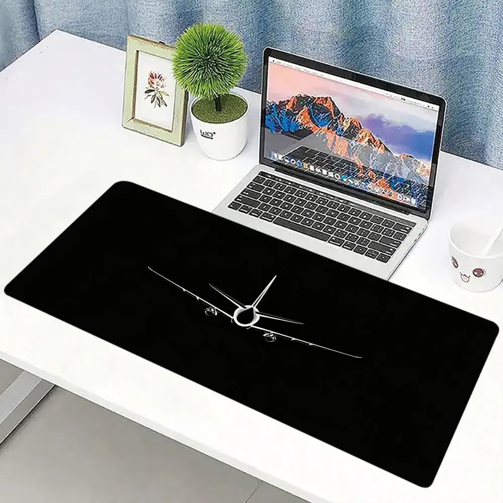 Night View Airplane Mouse Pad Large Computer Office Game Table Mat Rubber Anti-slip Stitched Keyboard Mats 90x40 XXL Desk Pads