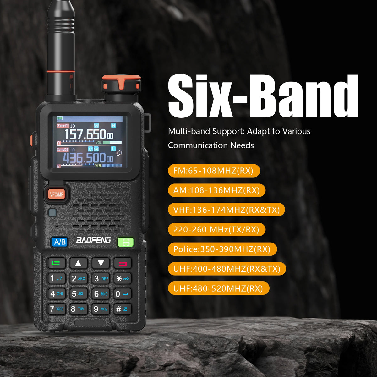 Baofeng UV-5RH Pro GPS Walkie Talkie 10W High Capacity Type-C Charger Falling Alarm NOAA Weather Channel 640CH Upgrade of UV-5RM