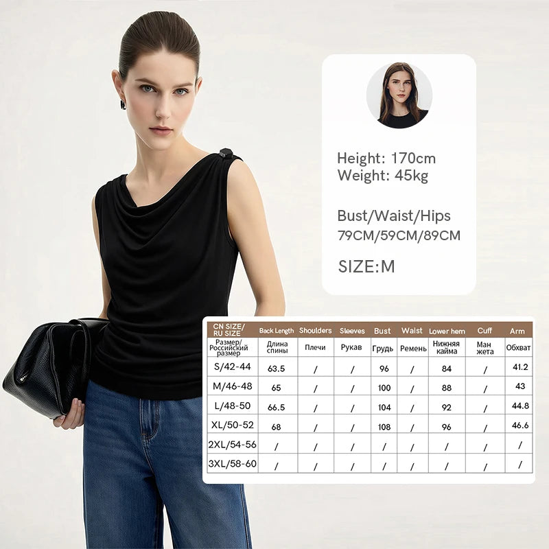 Amii Cowl Neck Women's Tank Top 2026 Summer New Stretch Knit Sleeveless Camisole Loose Casual Holiday Vest For Women 12622062