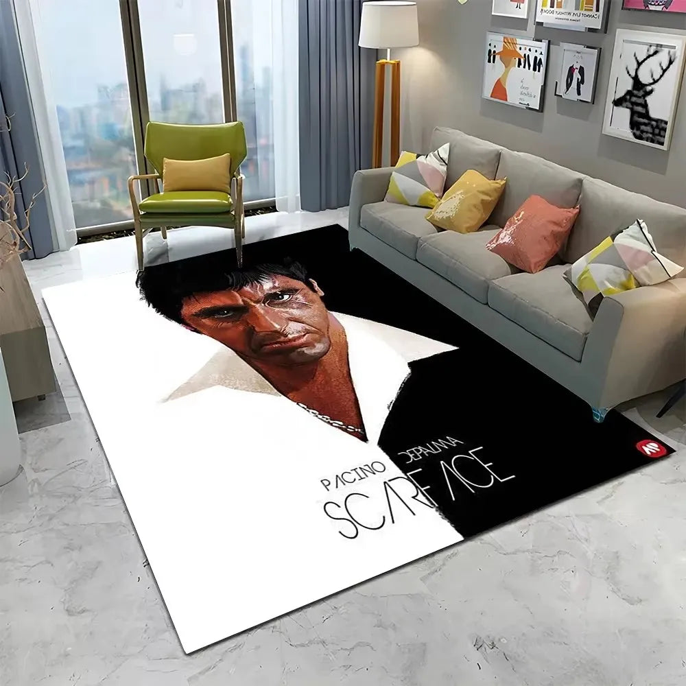 Scarface 3D Classic Movie Tony Carpet Rug for Home Living Room Bedroom Sofa Doormat Decor,kids Play Area Rug Non-slip Floor Mat