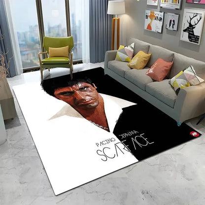Scarface 3D Classic Movie Tony Carpet Rug for Home Living Room Bedroom Sofa Doormat Decor,kids Play Area Rug Non-slip Floor Mat