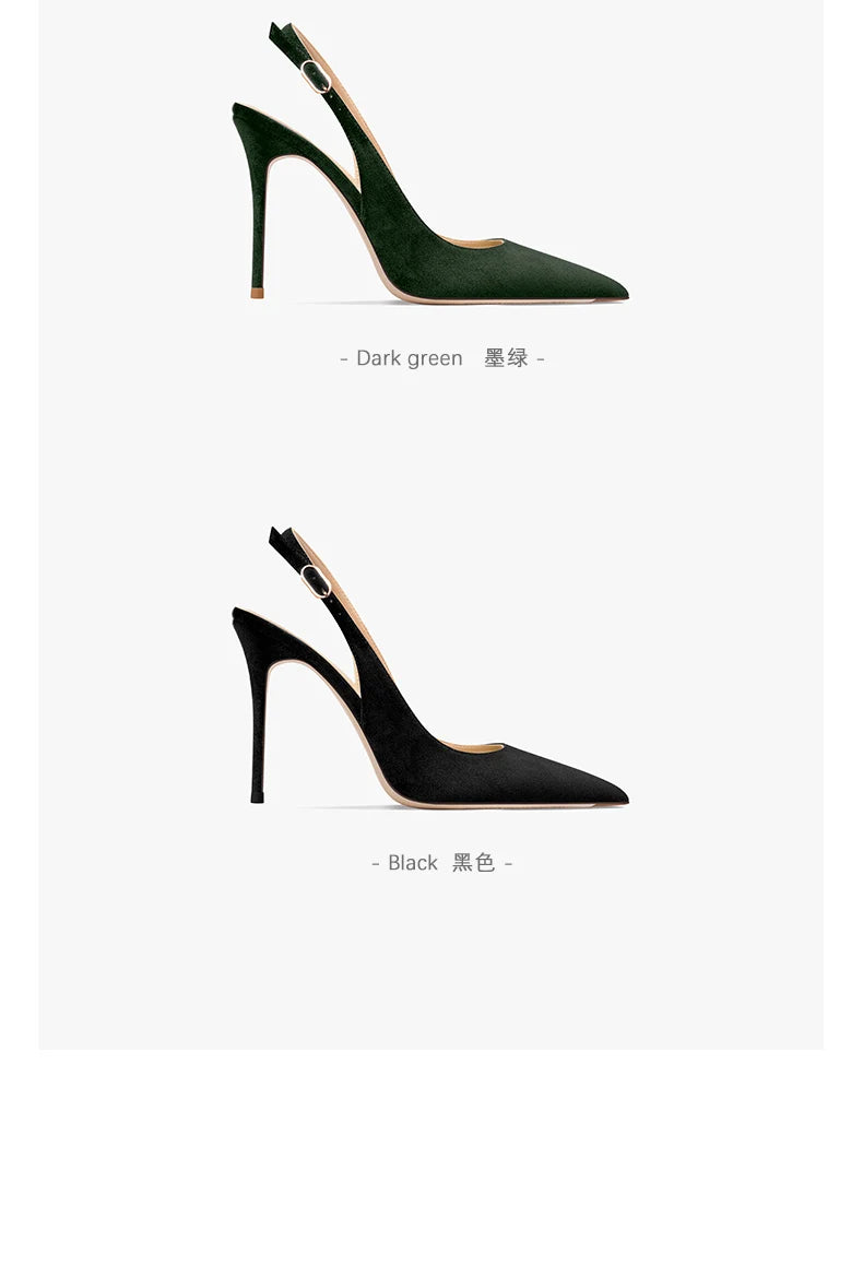Women's Heeled Sandals New Black Suede Pointed Toe Stiletto Pumps Luxury Gladiator High Heels Elegant Sexy Party Wedding Shoes