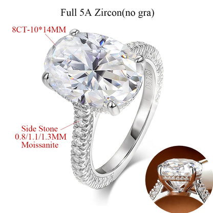 COSYA 8CT 10*14mm Oval Cut Full Moissanite Ring For Women S925 Silver Hidden Halo Wedding Diamond Band Luxury Fine Jewelry Gift