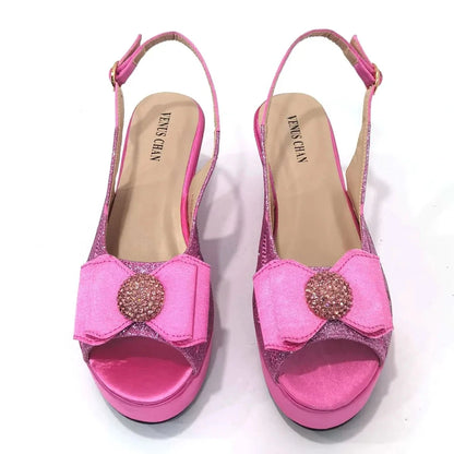 Sandals Woman Summer 2024 New Arrival Specially Designed Black African Women's Round Toe High Heels Suitable for Wedding Party