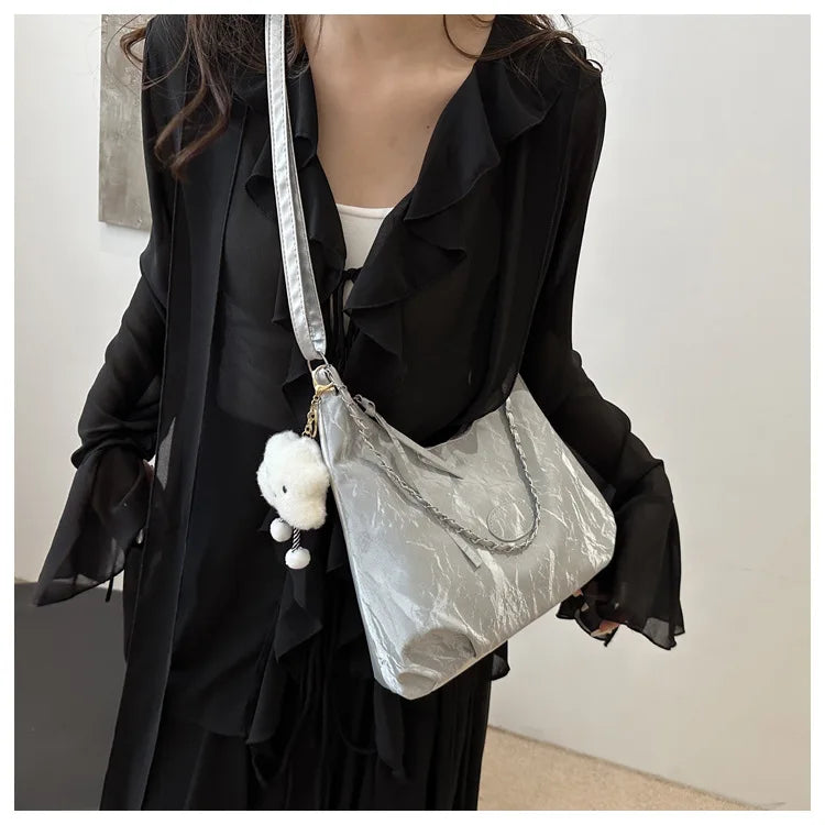 New Summer Chain Commuting Bag, Casual Student Soft Face Large Capacity Bag for Women, Fashion Single Shoulder Crossbody Bags