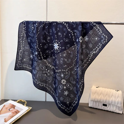 70*70cm Luxury Cashew Square Scarves For Women Soft Stain Neck Scarf Shawl Warp Elegant Neckerchief Bandanas Paisley Print Hijab