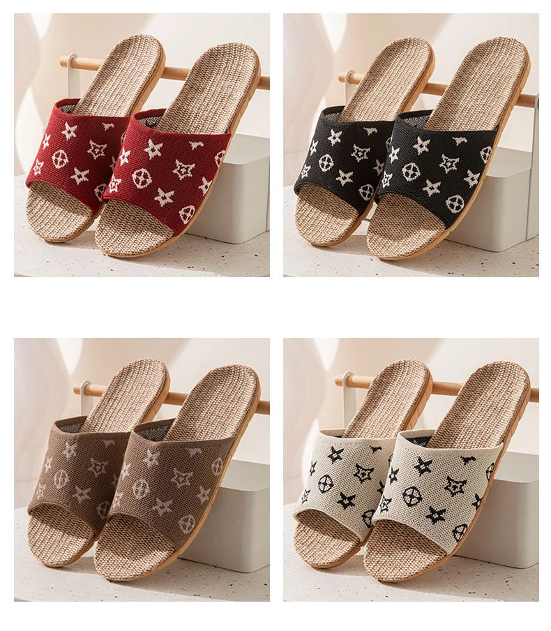 Hemp Women's Slippers Home Spring Summer Luxury Designer Woman Shoes Flats Indoor Elegant Slides Fashion Soft Sole Lightweight