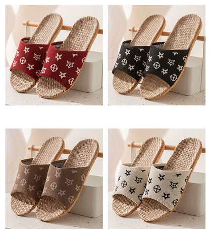 Hemp Women's Slippers Home Spring Summer Luxury Designer Woman Shoes Flats Indoor Elegant Slides Fashion Soft Sole Lightweight