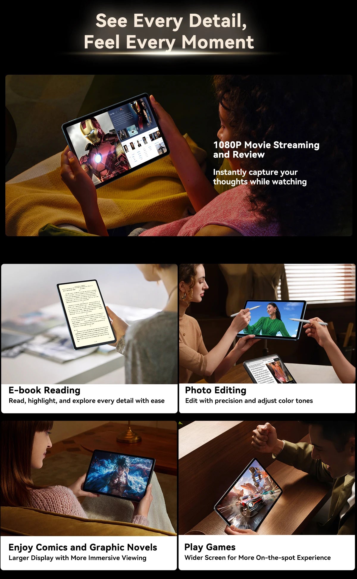 Blackview MEGA 2 Tablet PC Set With Keyboard, Mouse, Stylus, 12'' 2K Display 12GB+24GB RAM 256GB ROM, Android 15 Tablet, 9000mAh