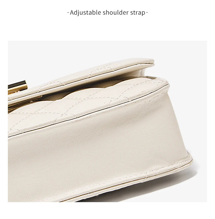 FOXER 2026 Women White Quilted Crossbody Bag Luxury Leather Chain Shoulder Bag Fashion Lady Flap Square Purse for Casual & Party