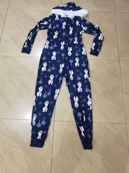 2024 Autumn Fashion Christmas New Women's jumpsuit Loose Elastic Elegant Stripe Fun Zipper Christmas Home Hoodie jumpsuit