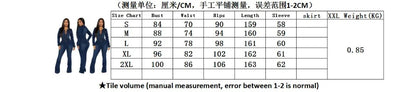 FAGADOER Fashion Denim Elastic Flared Pants Jumpsuits Women Turndown Collar Button Long Sleeve Playsuits Female Cowboy Overalls