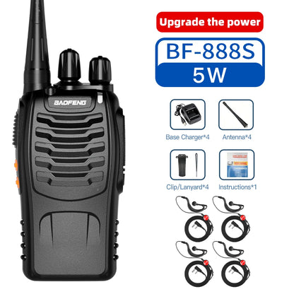 2/4/6pcs Baofeng BF-888S Wholesale Original 3-5km Long Range Walkie Talkie 16CH UHF 400-470MHz USB/EU/US Portable Two Way Radio
