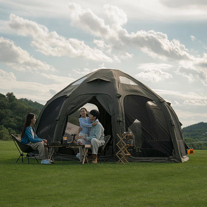 Coody Dome Army Green Geodesic Inflatable Air Tent Large Durable Family Travel Outdoor Glamping Shelter