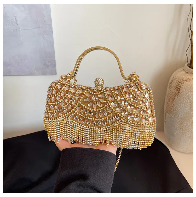 Super Exquisite Diamonds Frame Handbags Gold Silver Hasp Chains Designer New Style Shoulder Bags for Women 2025 Fashion Party