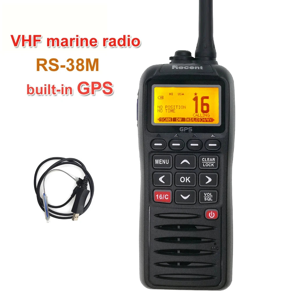 Recent RS-38M With GPS VHF Marine Radio IP67 Waterproof Float Walkie Talkie Tri-watch 156.025-157.425MHz Transceiver 2 Way Radio
