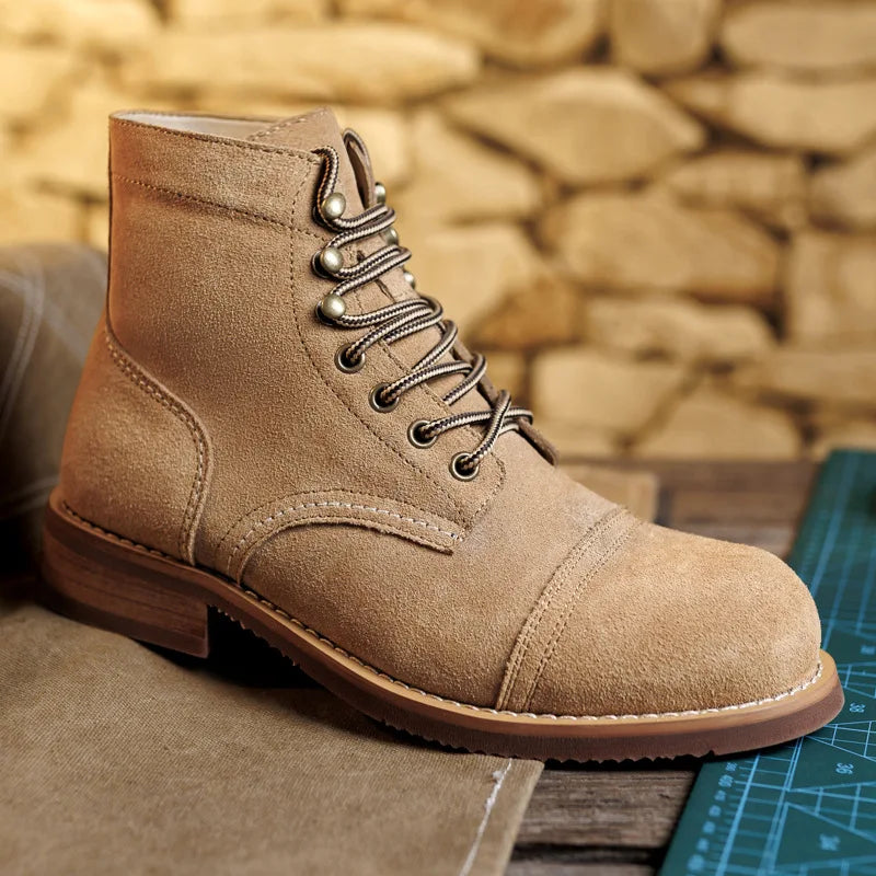 New High Quality Men Boots Motorcycle Boots Retro Comfortable Leisure Tooling Work Ankle Workwear Boots