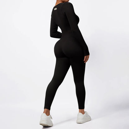 Women Autumn Winter Long Sleeve Jumpsuits Bodycon Slim Fit Streetwear Overall One Piece Bodysuits Outfit Yoga Jumpsuit Women