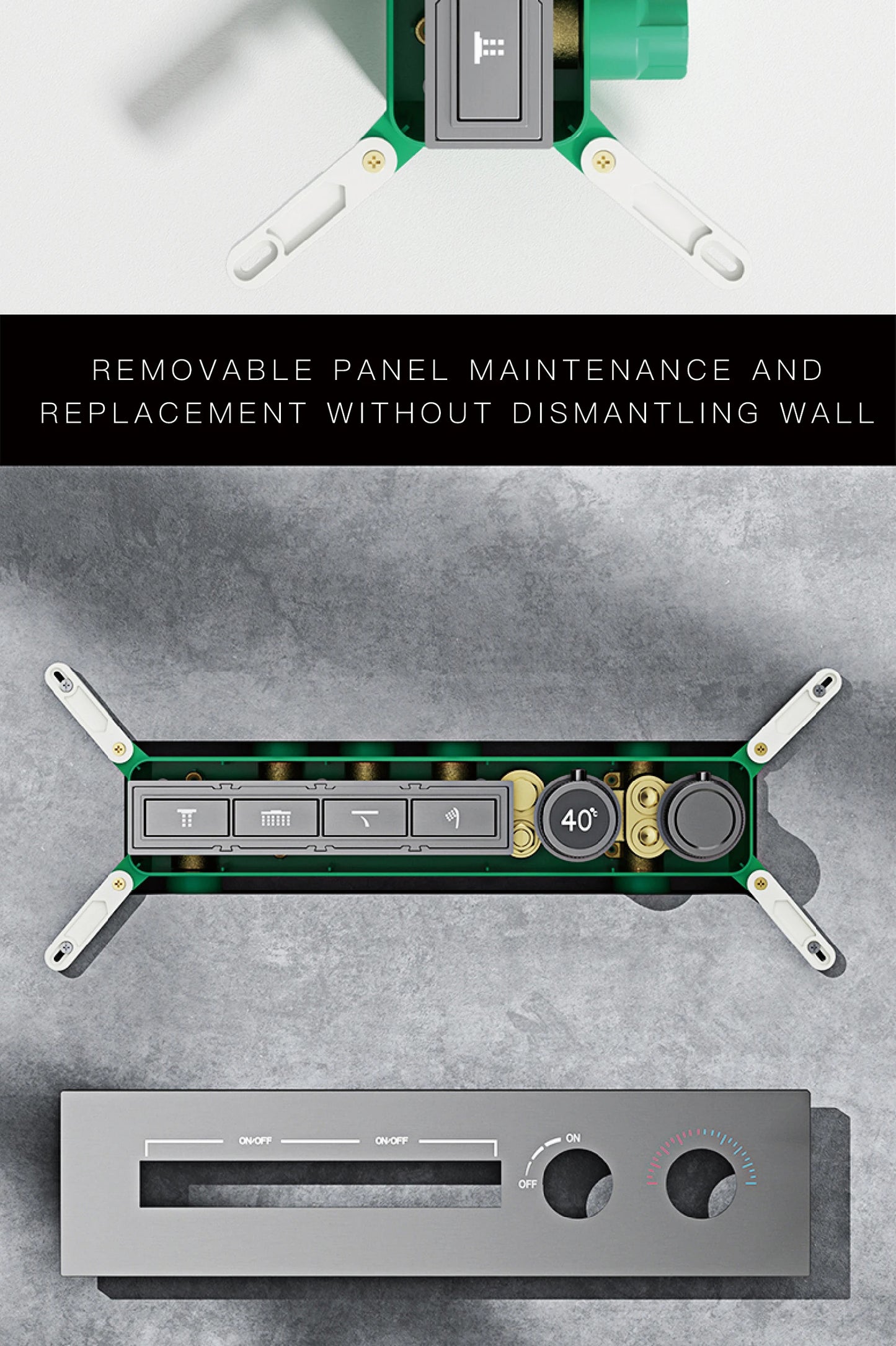 Luxury Black Brass Shower System Wall-Mounted LED Digital Display Design Cold & Hot Dual-Control 4-Function Ceiling Shower Tap