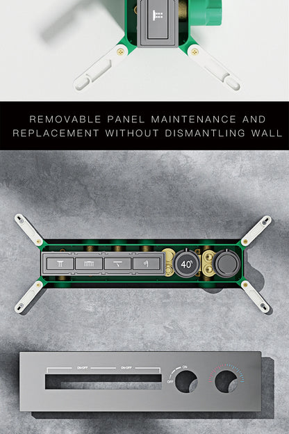 Luxury Black Brass Shower System Wall-Mounted LED Digital Display Design Cold & Hot Dual-Control 4-Function Ceiling Shower Tap