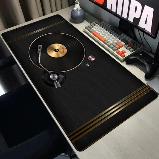 Vintage Vinyl Record Player Gaming Mouse Pad Non Slip Rubber Keyboard Desk Mat Retro Texture Desktop Mousepad  Office Table Mat
