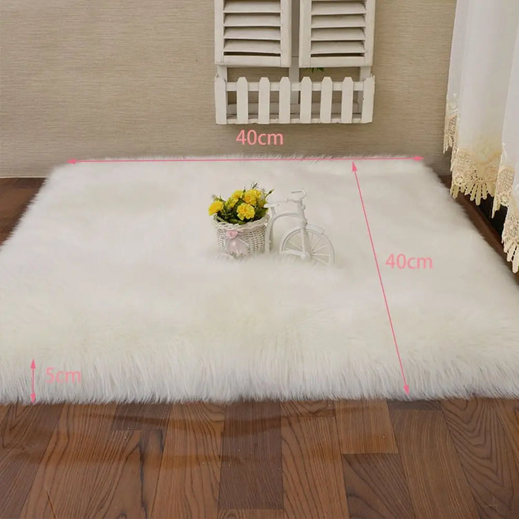 Plush Soft Sheepskin Bedroom Carpet Imitation Wool Pad Long Hair Bedside Mat Sofa Cushion White Rugs Bed Living Room